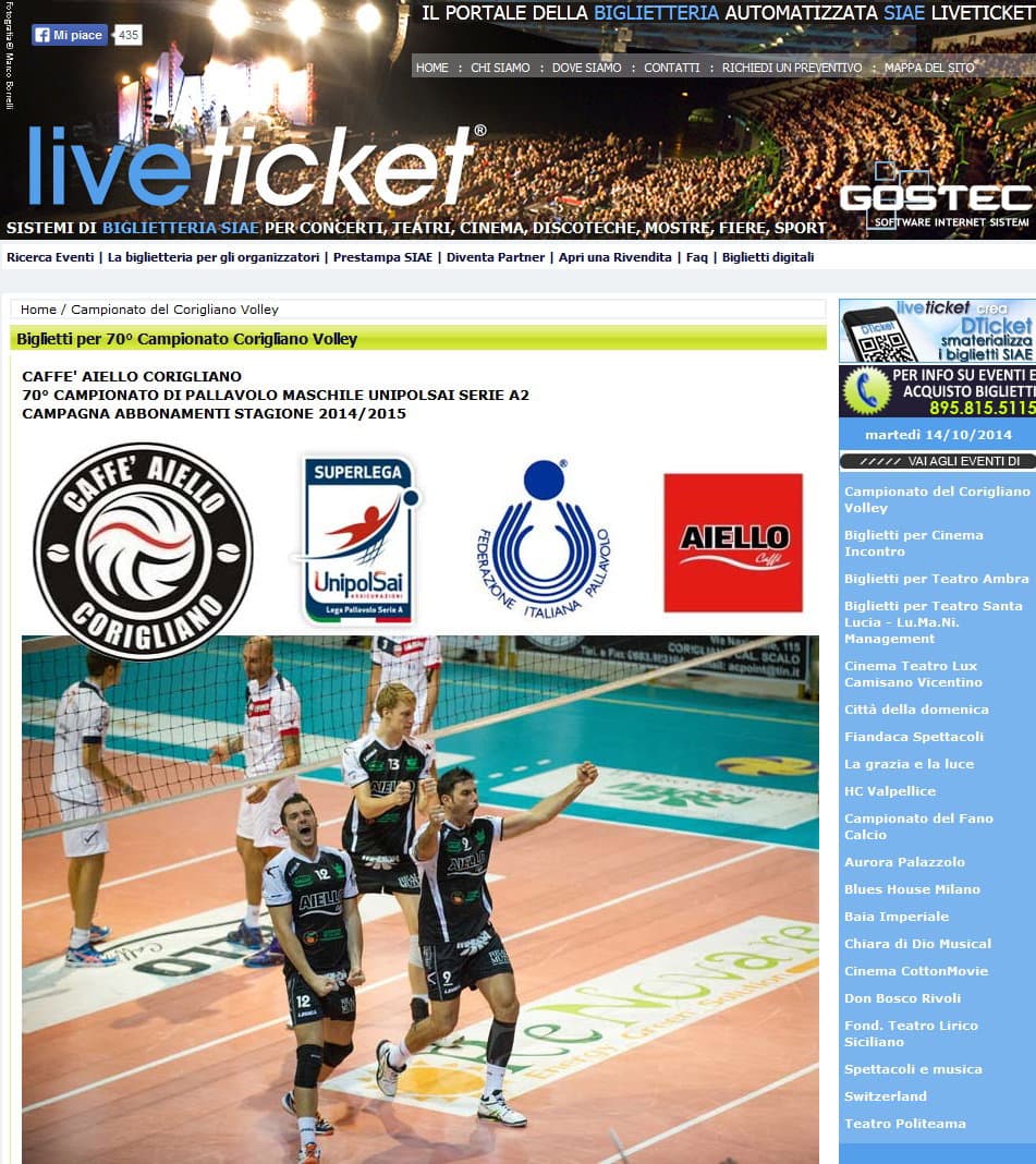 Caffè Aiello: biglietti e abbonamenti acquistabili anche online su Liveticket