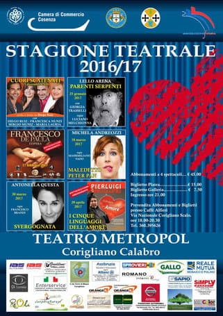 Teatro Metropol di Corigliano presenta la stagione 2016/17