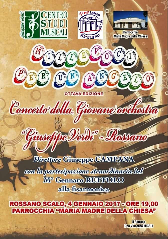 Pro Loco Rossano: concerto per l'VIII edizione "Mille voci per un angelo"