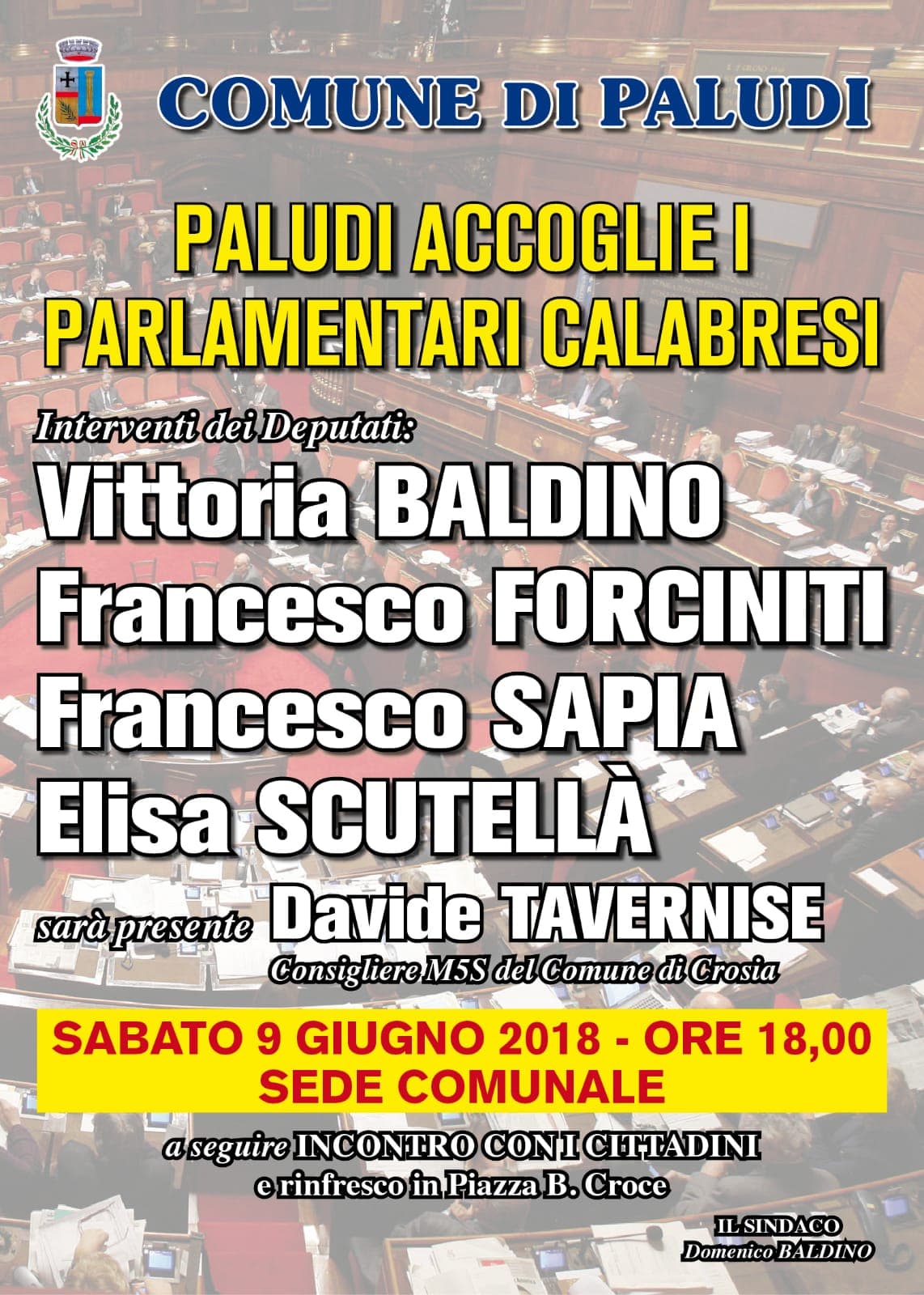 Paludi: oggi ore 18 accoglienza dei Parlamentari calabresi