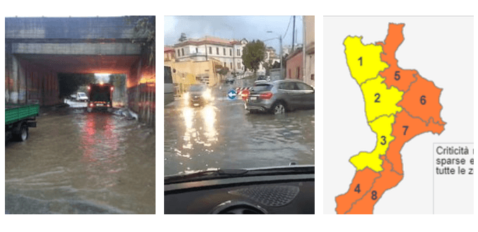 Maltempo in Calabria: la Protezione Civile sconsiglia di uscire. Nel Lametino dispersa una donna con i figli
