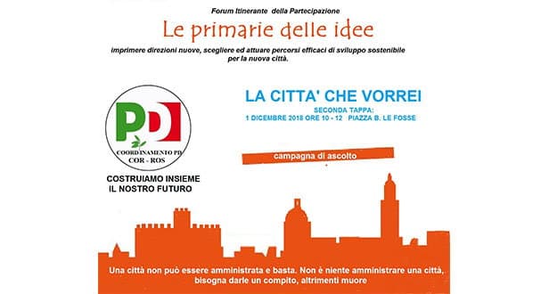 Pd Corigliano-Rossano, il 2 dicembre le Primarie delle Idee