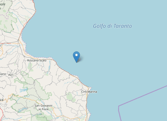 Scossa di magnitudo 3.1 a largo di Cariati