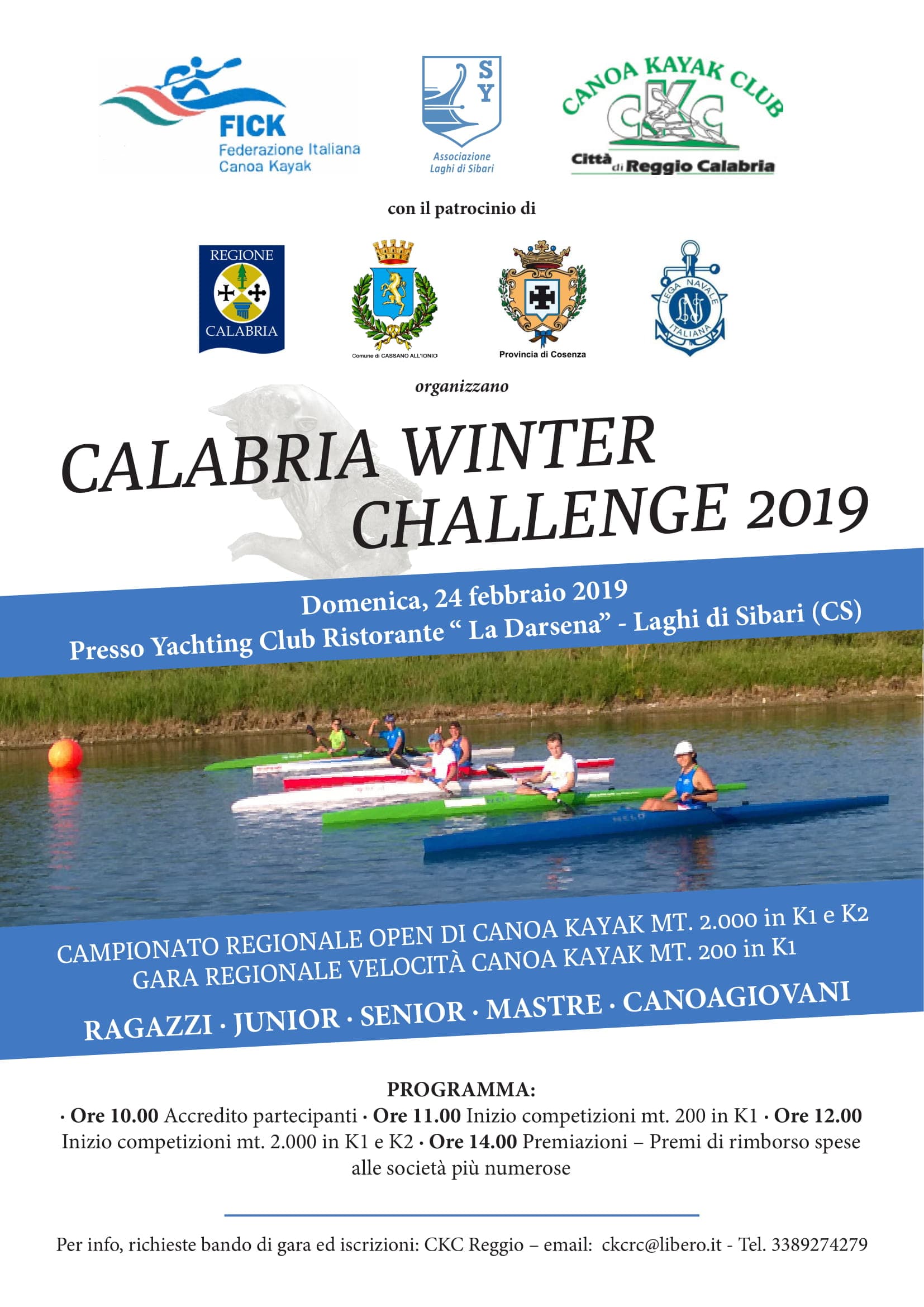Campionato regionale di canoa e kayak. In Calabria il Winter Challenge 2019