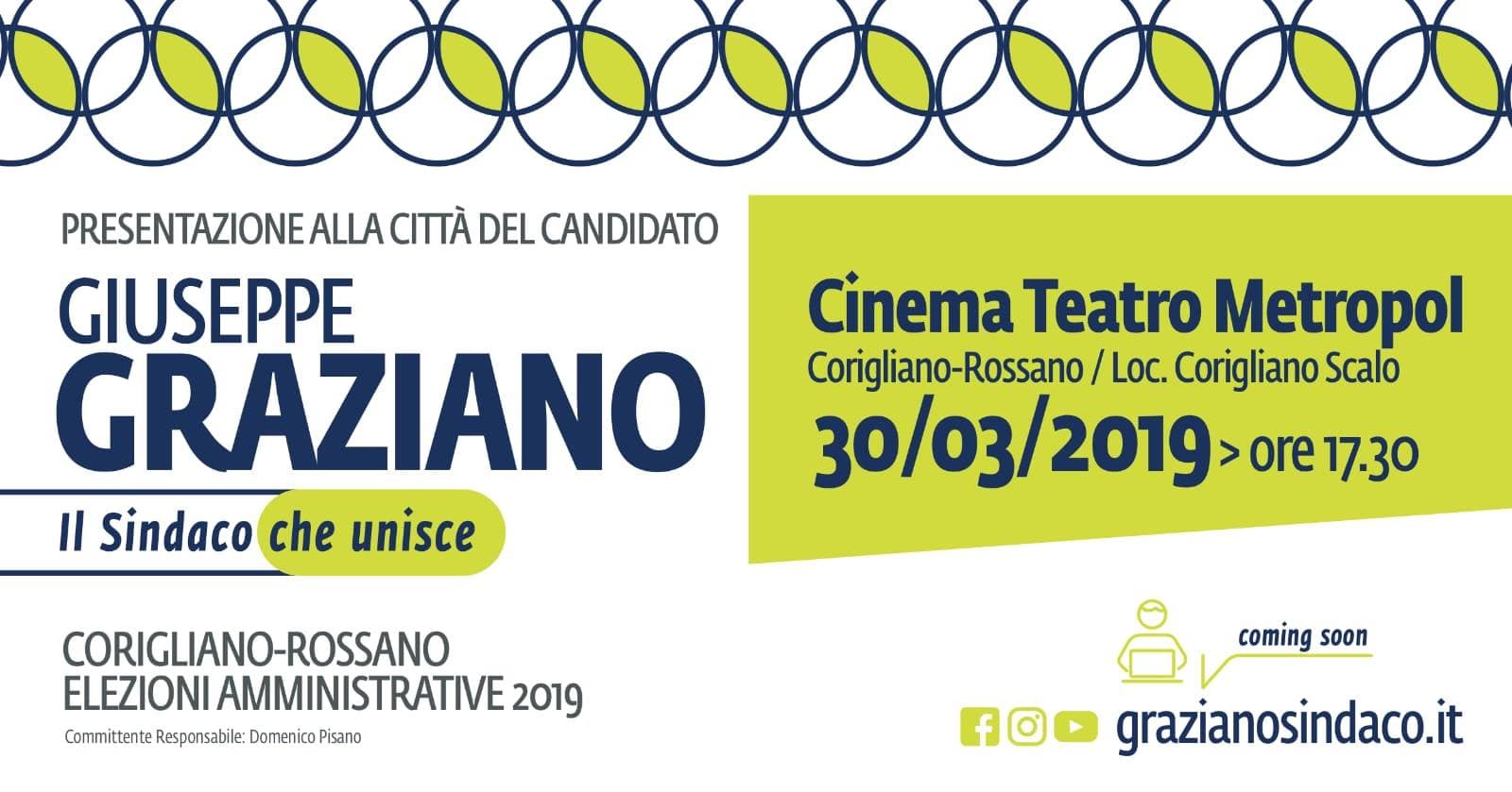 Corigliano Rossano, amministrative 2019: parte dal Metropol di Corigliano, la campagna elettorale di Giuseppe Graziano