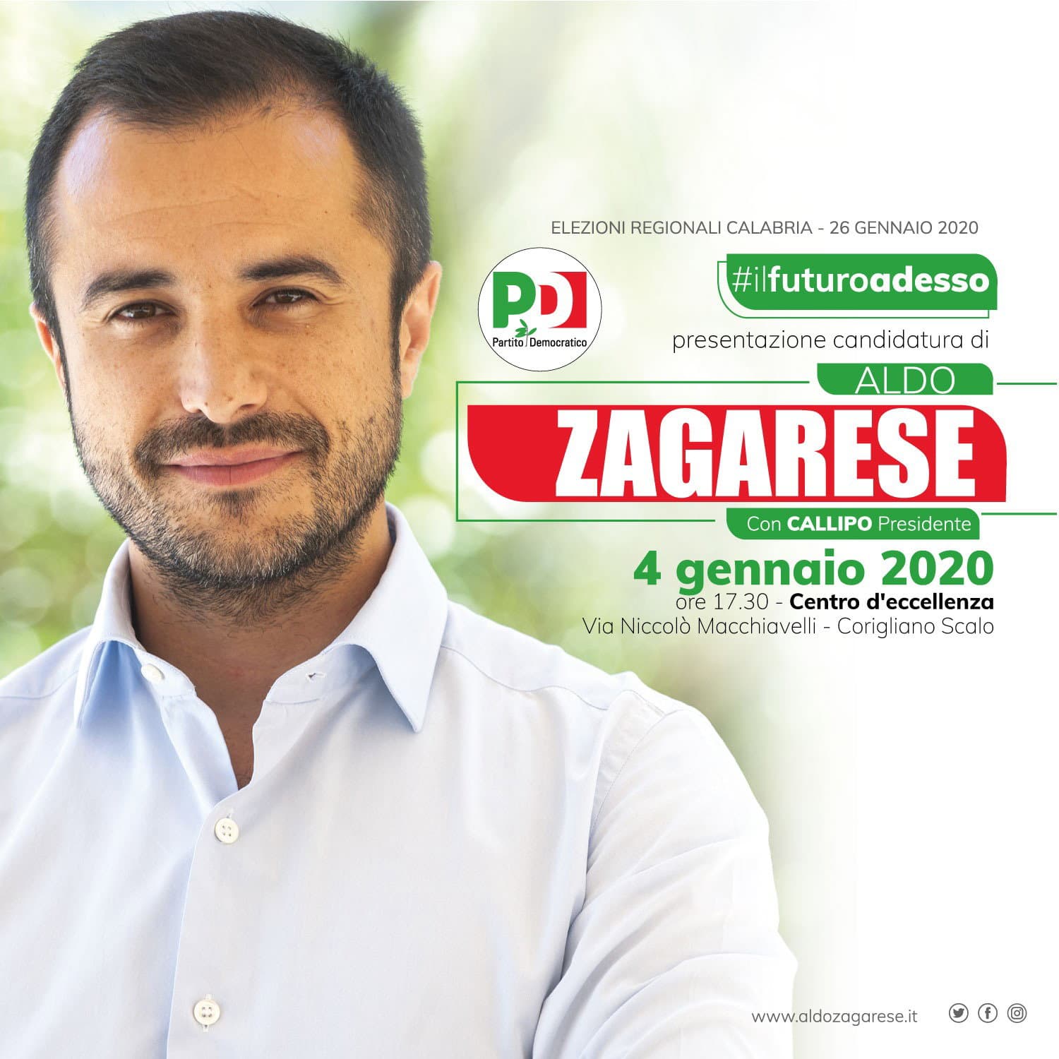 Aldo Zagarese il 4 gennaio al Centro d'Eccellenza presenta la sua candidatura alle elezioni regionali