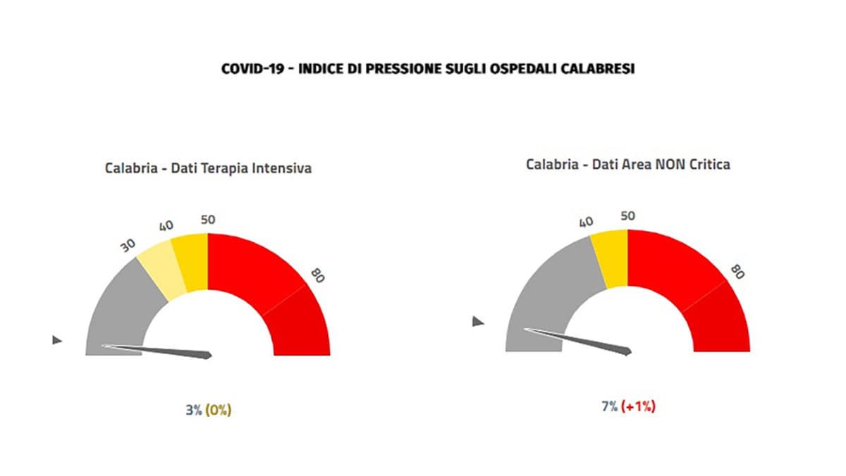 Emergenza covid, sale al 7% la percentuale dei posti letto occupati in Calabria