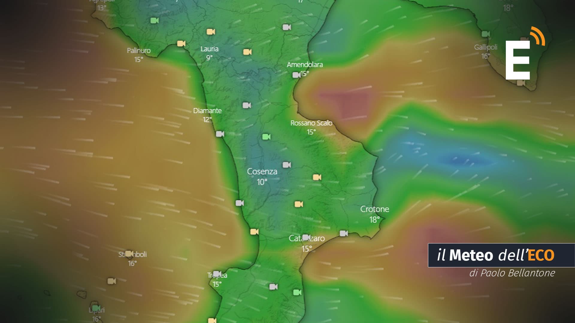 Venti di burrasca nella Sibaritide oltre i 70Km/h: ecco quanto dureranno