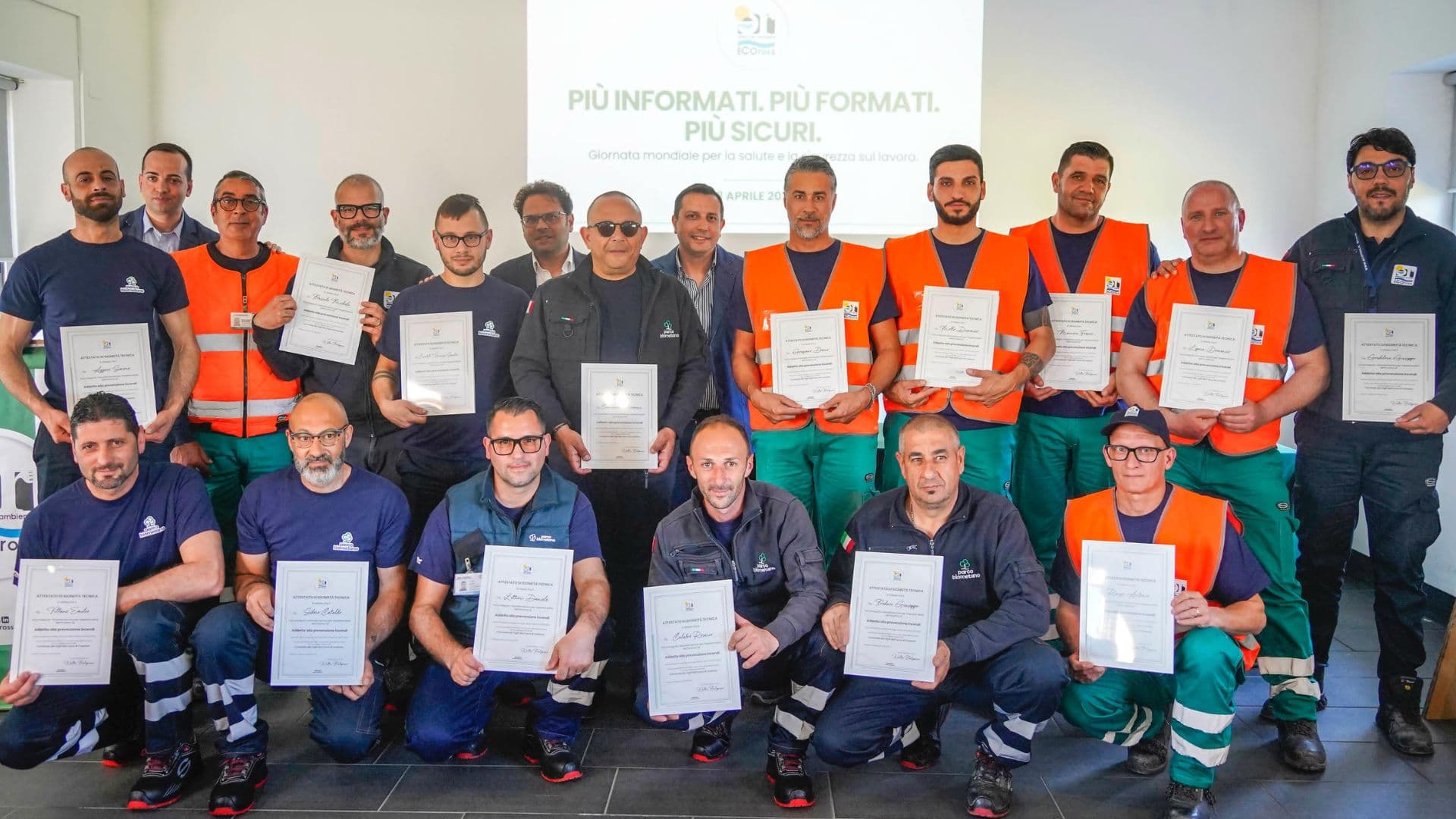 Sicurezza sul lavoro, Ecoross premia l'impegno di 18 lavoratori