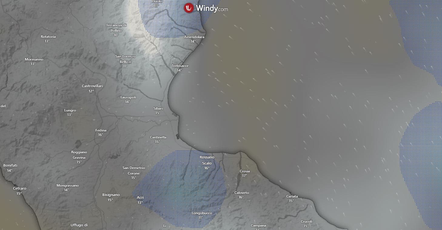 Meteo Eco: nubi e piogge in arrivo tra sabato sera e domenica sulla Calabria del nord-est