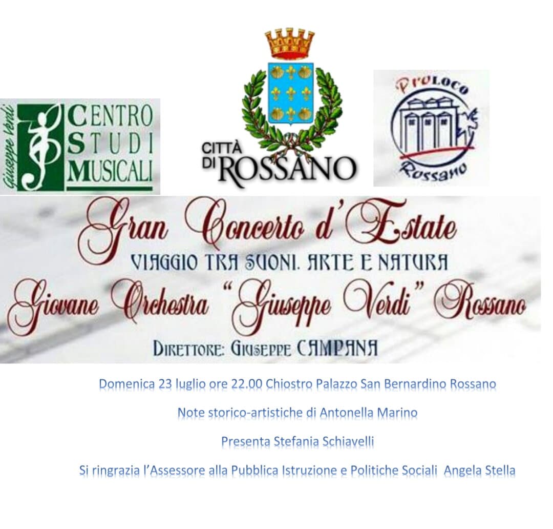 Rossano: domani il Gran Concerto D'estate della Giovane Orchestra "Giuseppe Verdi"