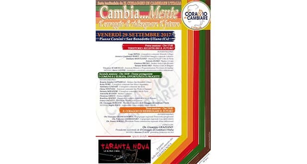 Coraggio di Cambiare, prima festa territoriale venerdì 29 settembre