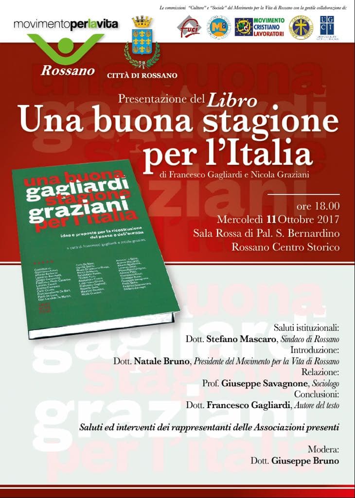 Movimento per la vita, Rossano: nuovo programma e presentazione di un libro
