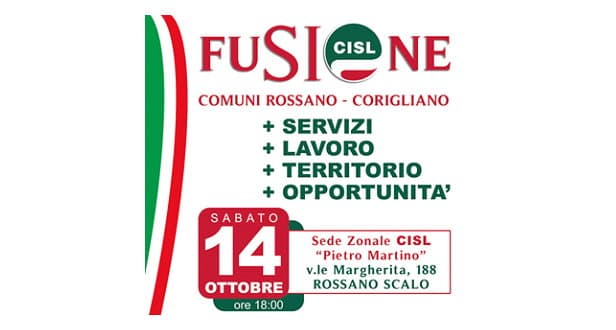 Cisl Rossano, sabato 14 dibattito sulla fusione