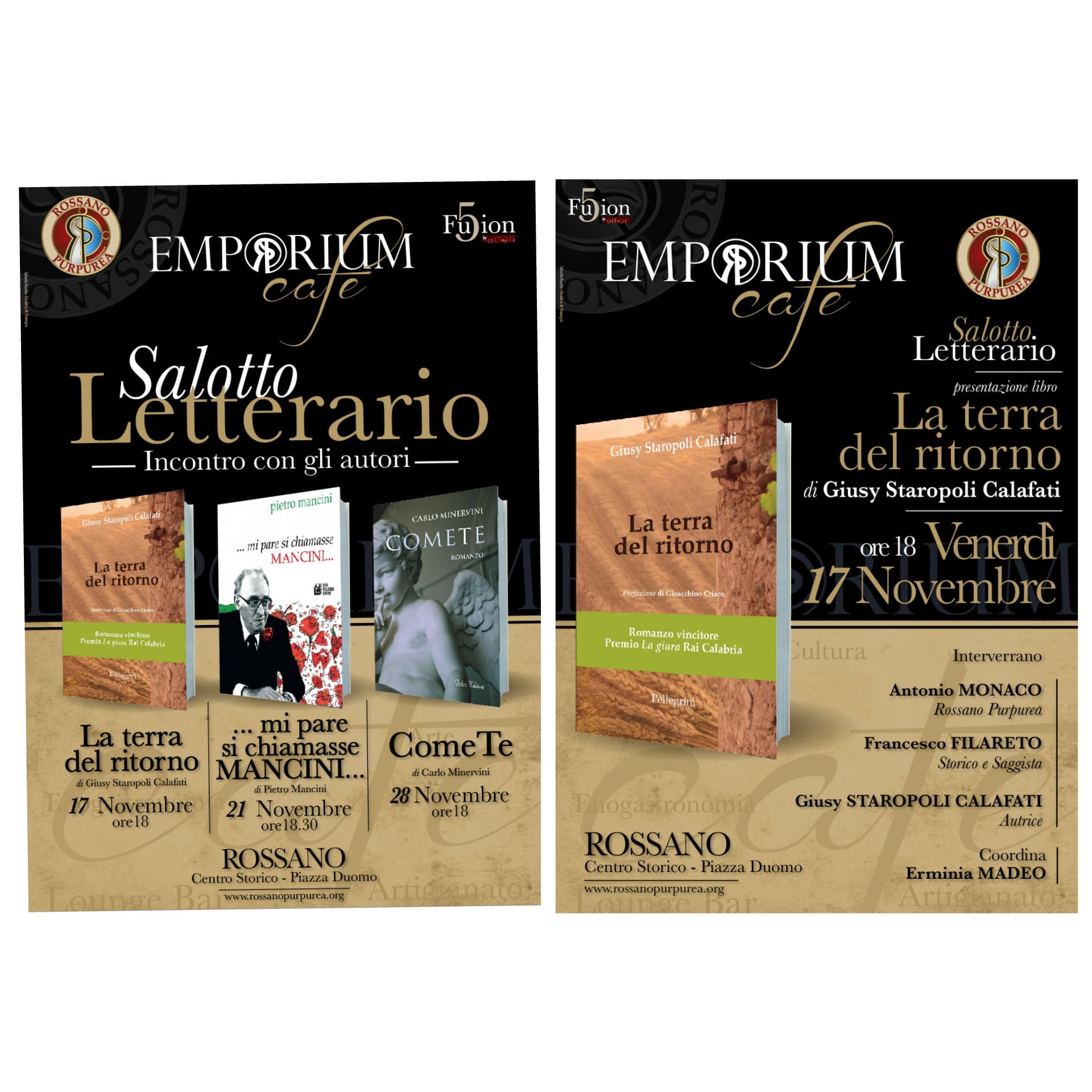 Rossano, Emporium Cafè: tre eventi culturali per il salotto letterario