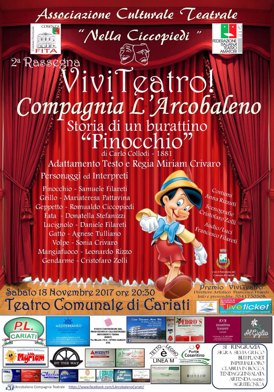 Cariati, il 18 prende il via la II rassegna teatrale "Viviteatro"a cura dell'associazione "Nella Ciccopiedi"
