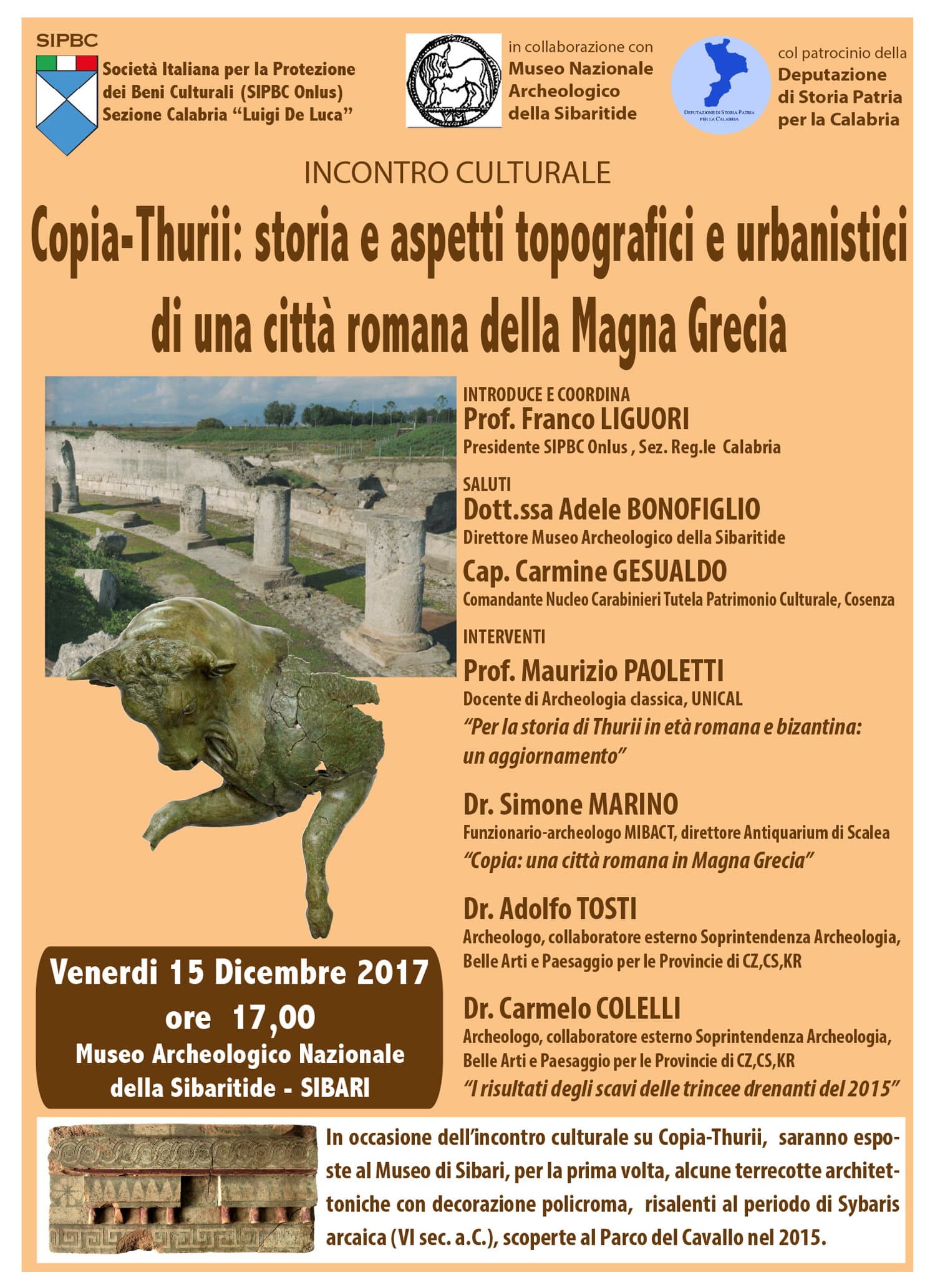 Archeologia, Copia-Thurii nel convegno organizzato dalla SIPBC Calabria e il Museo Archeologico Sibaritide