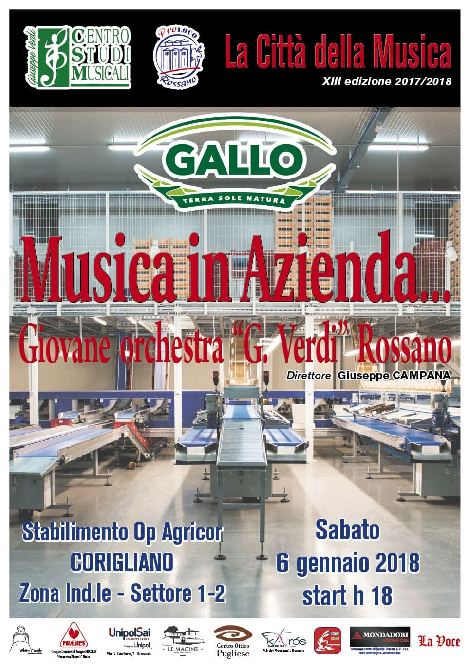 Corigliano, musica in azienda: la giovane orchestra "G.Verdi" nello stabilimento Gallo