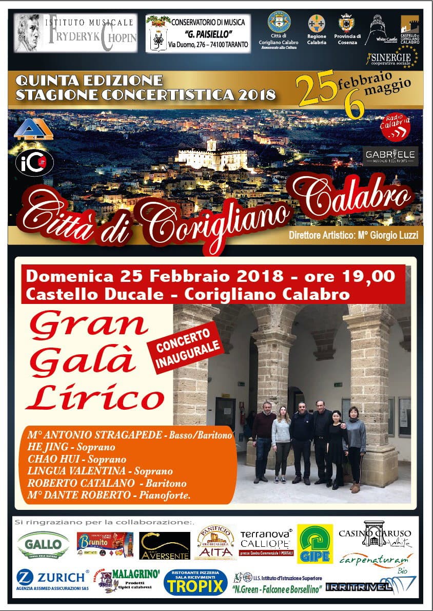 Corigliano, Castello Ducale, il 25 Gran Galà lirico inaugura la stagione concertistica