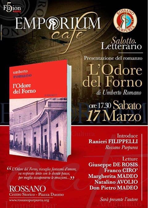 Rossano Purpurea, Emporium Cafè: il 17 marzo presentazione del romanzo di Umberto Romano
