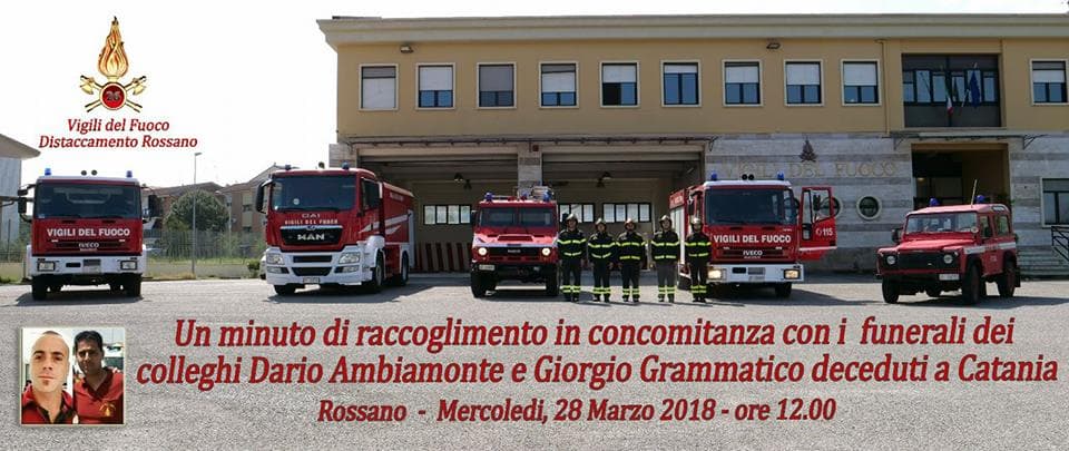 Rossano: i Vigili del Fuoco hanno ricordato i colleghi Ambiamonte e Grammatico