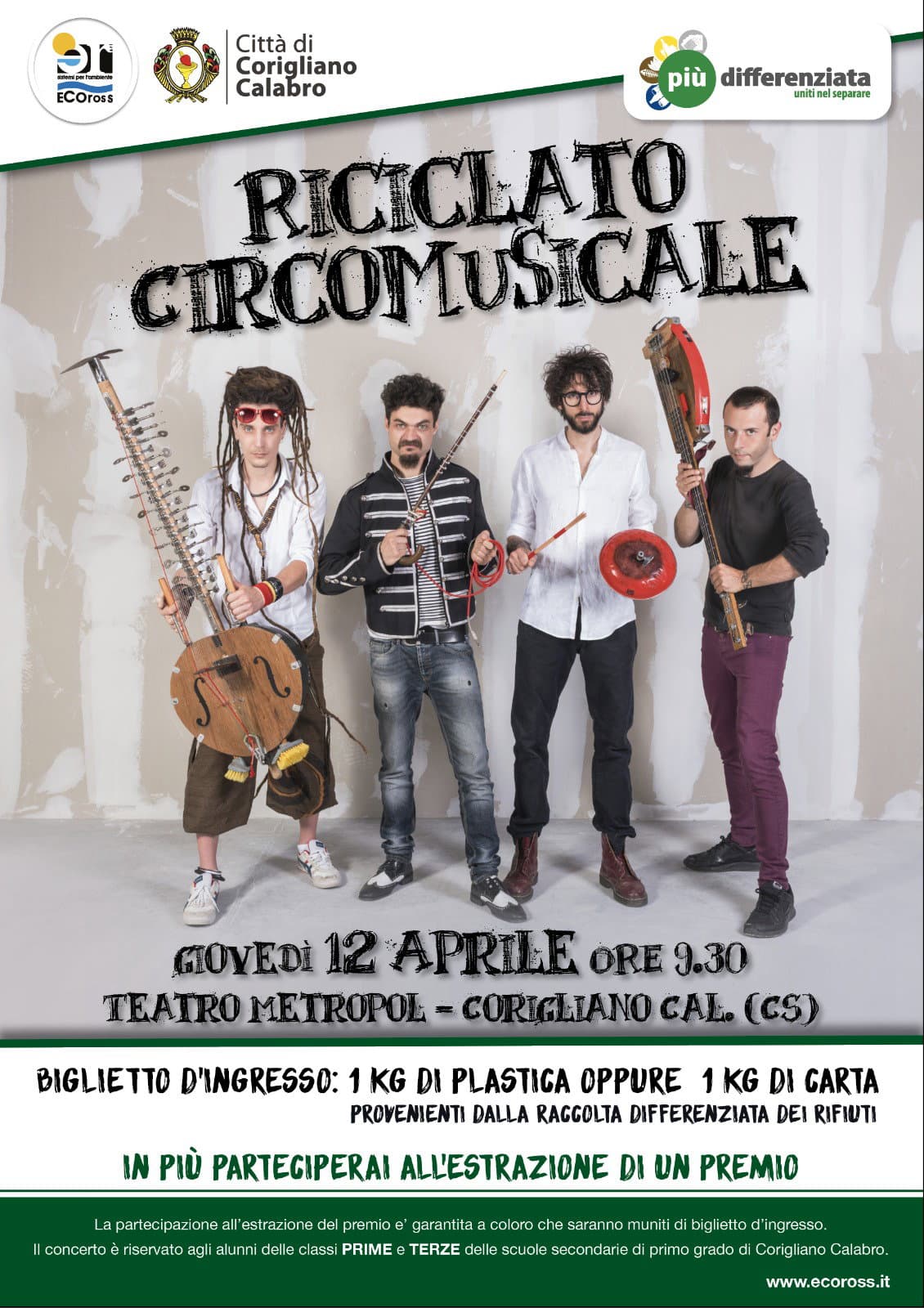 Ecoross, Metropol Corigliano:il 12 concerto Band "Riciclato Circo Musicale"