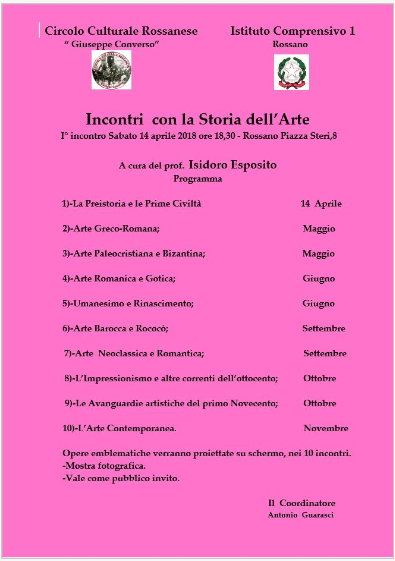 Circolo Culturale Rossanese: dal 14 aprile Incontri con la Storia dell'Arte