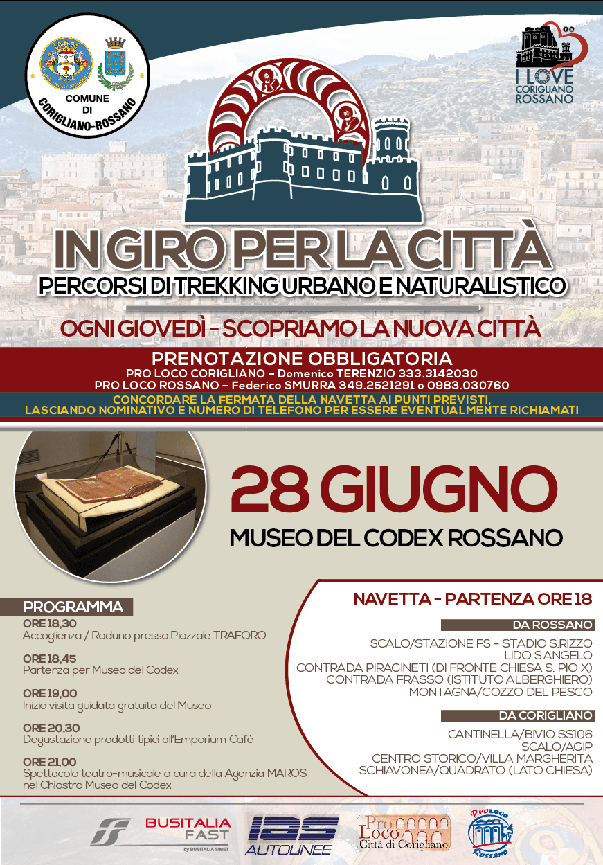 Tappa Codex in giro per la Città. Il 28 navette da Corigliano e Rossano Scalo