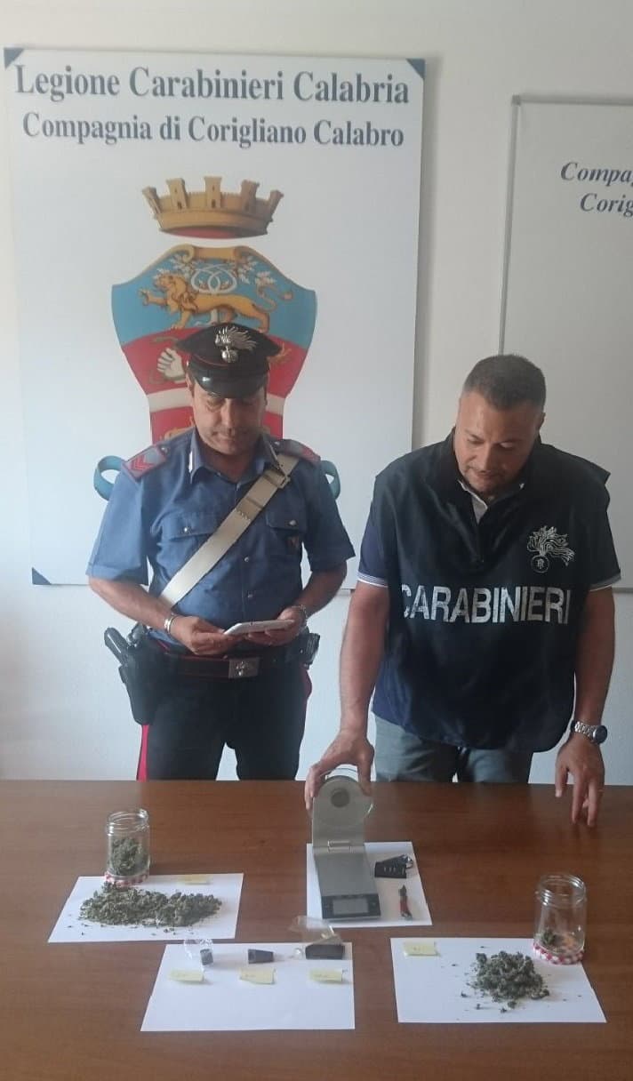Carabinieri Corigliano: un arresto per detenzione sostanze stupefacenti