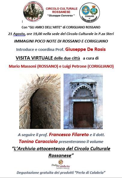 Rossano: martedì 21 agosto viaggio attraverso la storia di Rossano e Corigliano