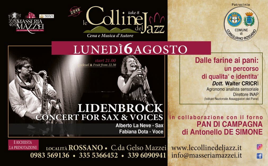 Le Colline del Jazz, Masseria Mazzei Rossano: stasera ore 21, il secondo appuntamento