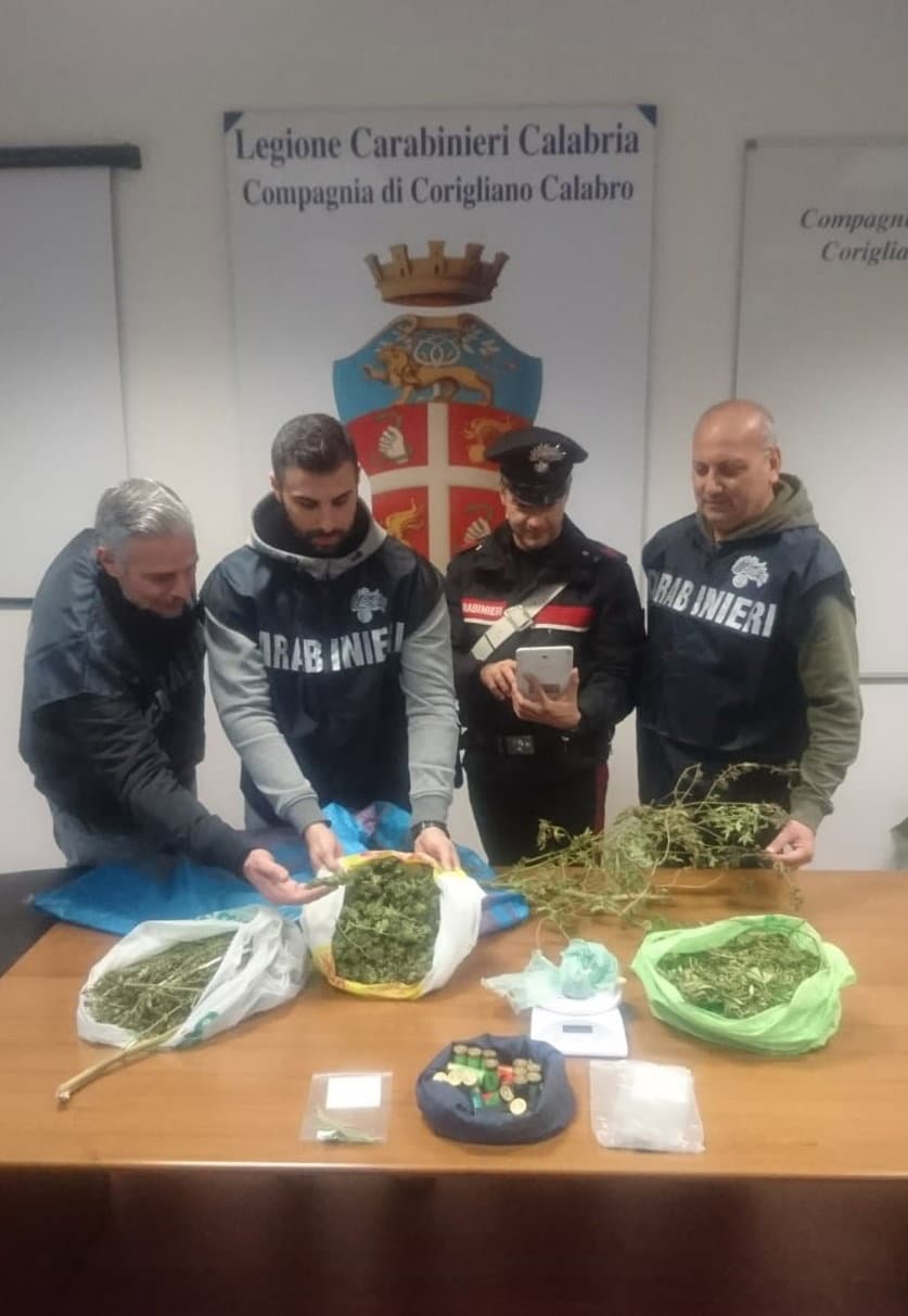Corigliano: marijuana e munizioni, intera famiglia in manette