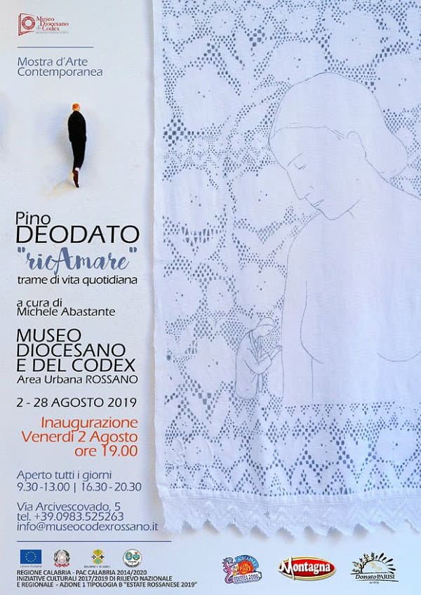 Venerdì 2 ore 19, cortile Museo Diocesano,inaugurazione della mostra Pino Deodato -“ricAMARE”, trame di vita quotidiana