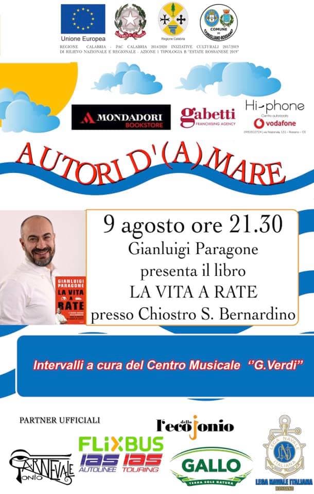 Venerdì 9 agosto per il terzo appuntamento con la rassegna estiva “Autori d’(a)mare", il giornalista Gianluigi Paragone