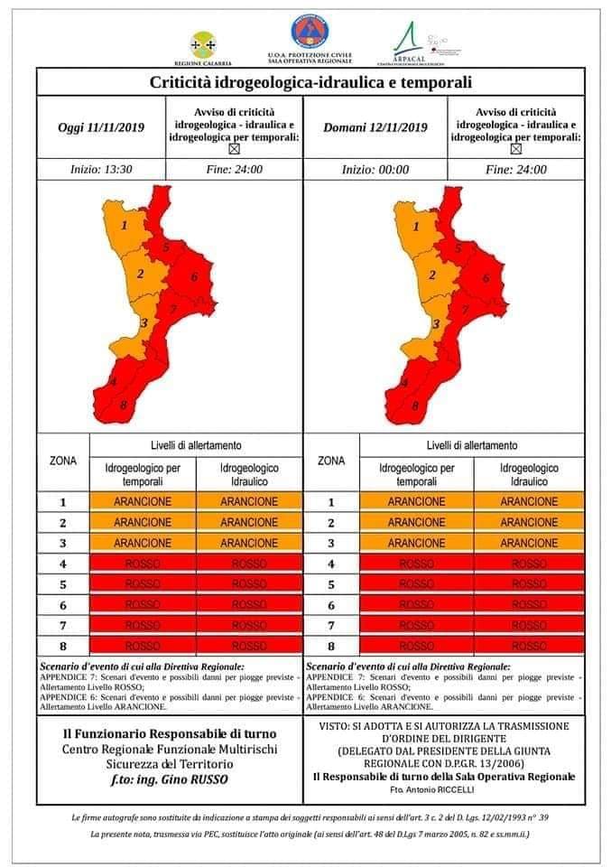 Maltempo, allerta ROSSA sullo Jonio. Scuole chiuse a Mirto Crosia