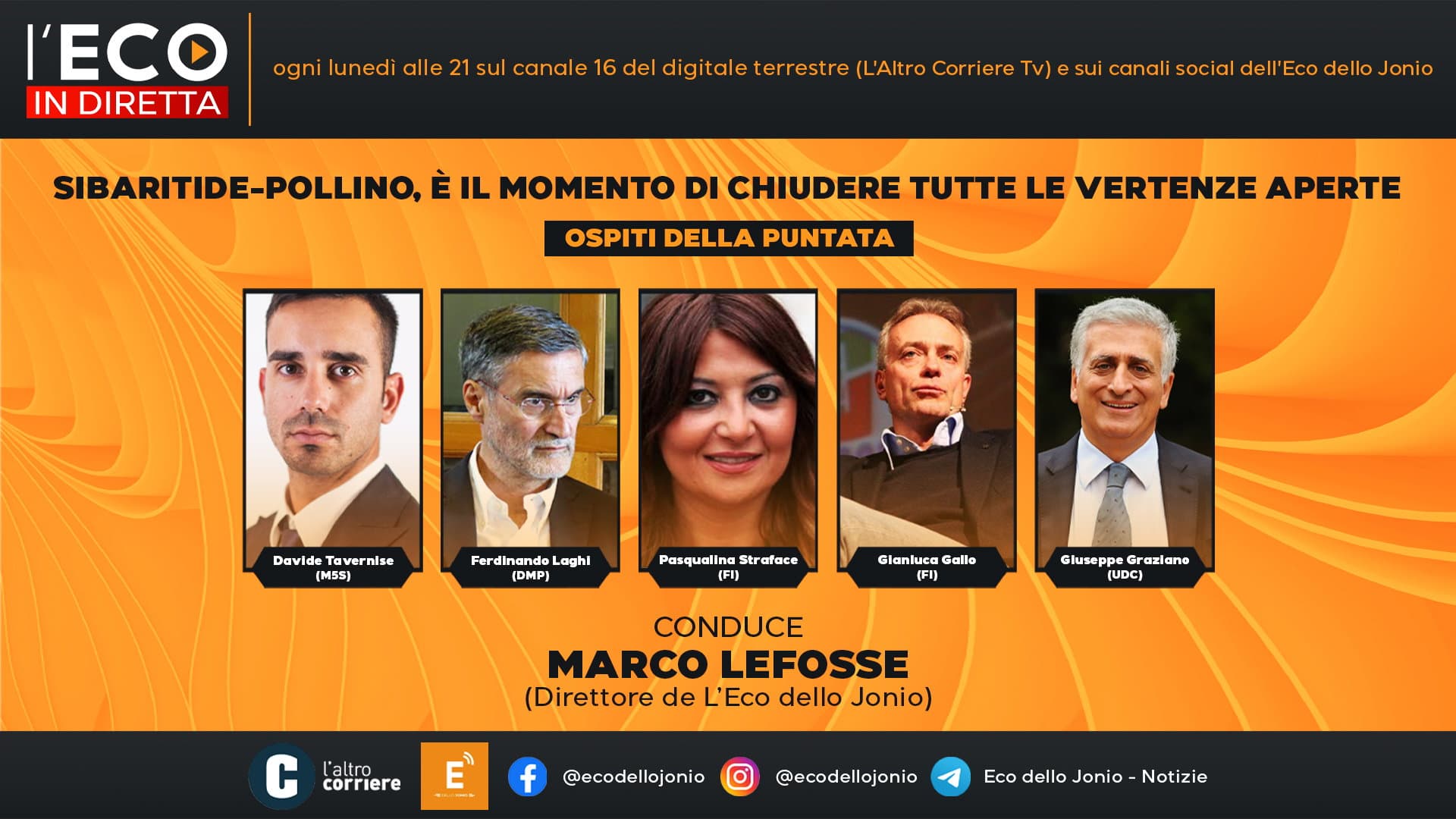 Sibaritide-Pollino, il momento è adesso: all'Eco in Diretta tutti i consiglieri regionali eletti nella Calabria del nord-est