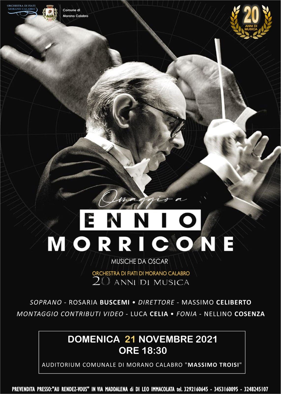 Per Teatromusica arriva l’Orchestra di Fiati: domenica 21 novembre l’omaggio a Ennio Morricone