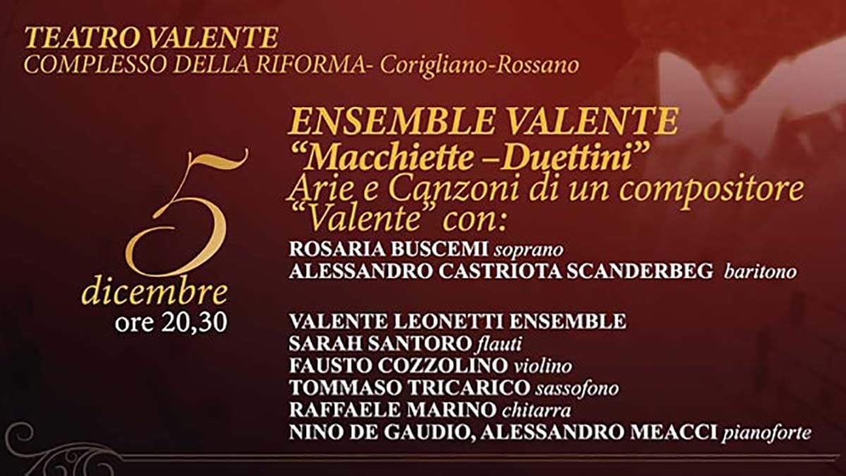 Co-Ro, continua la stagione concertistica “Musica Valente”: prossimo evento il 5 dicembre