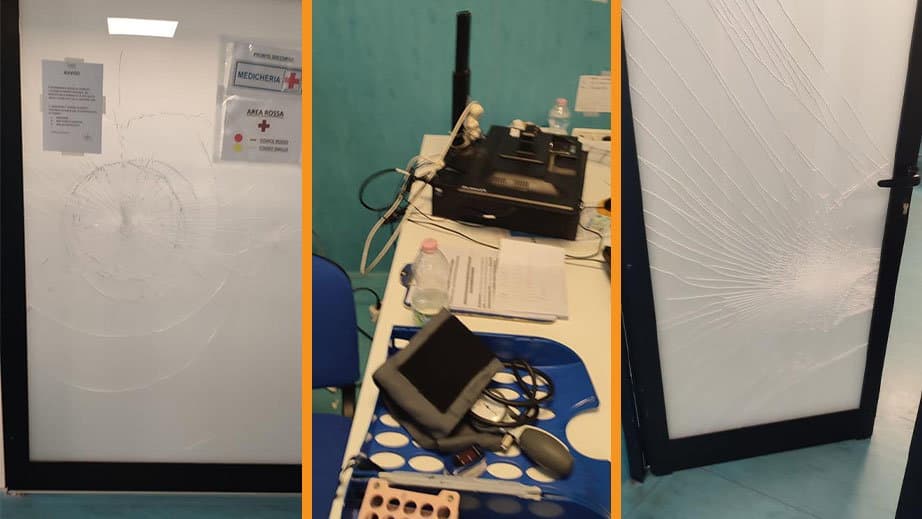 Uomo in preda ad un raptus brandisce un estintore e distrugge il pronto soccorso del "Compagna"
