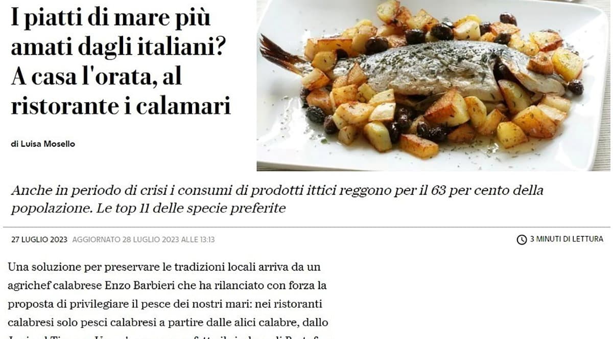 Sovranità ittica, diventa nazionale l’appello Barbieri: citato su Repubblica per le alici calabresi