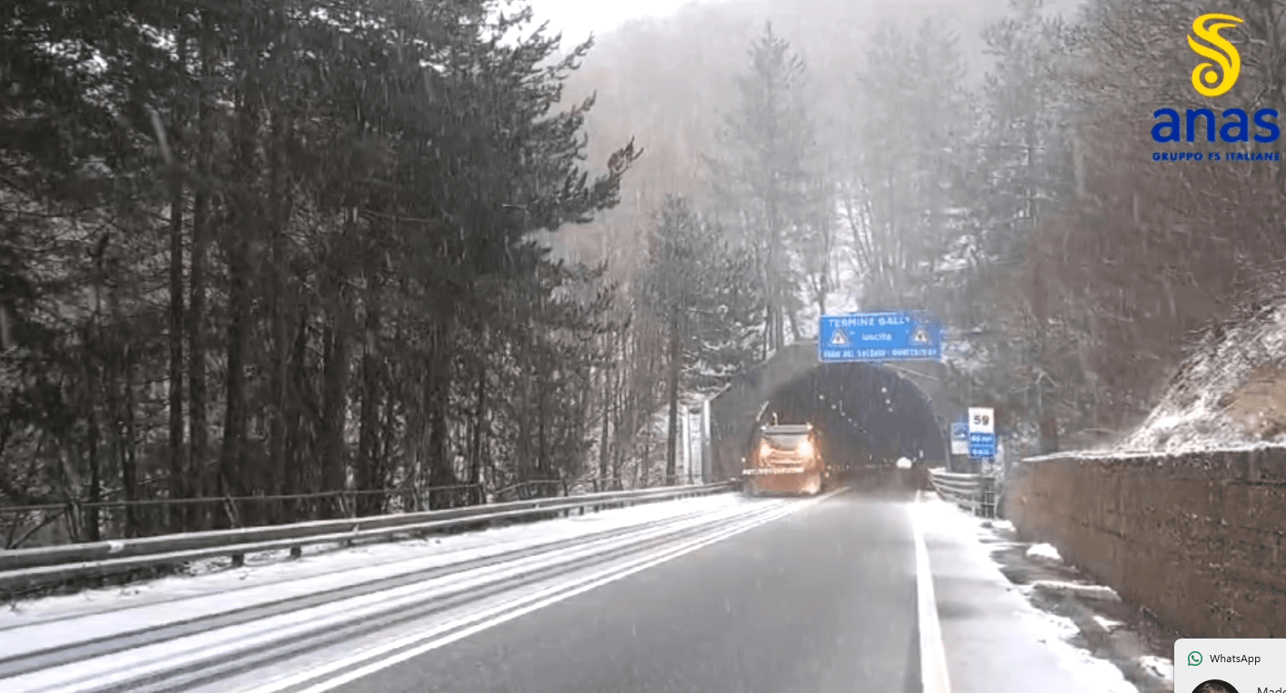 Cade la neve nella Sila Greca, Anas a lavoro per sgombrare le strade