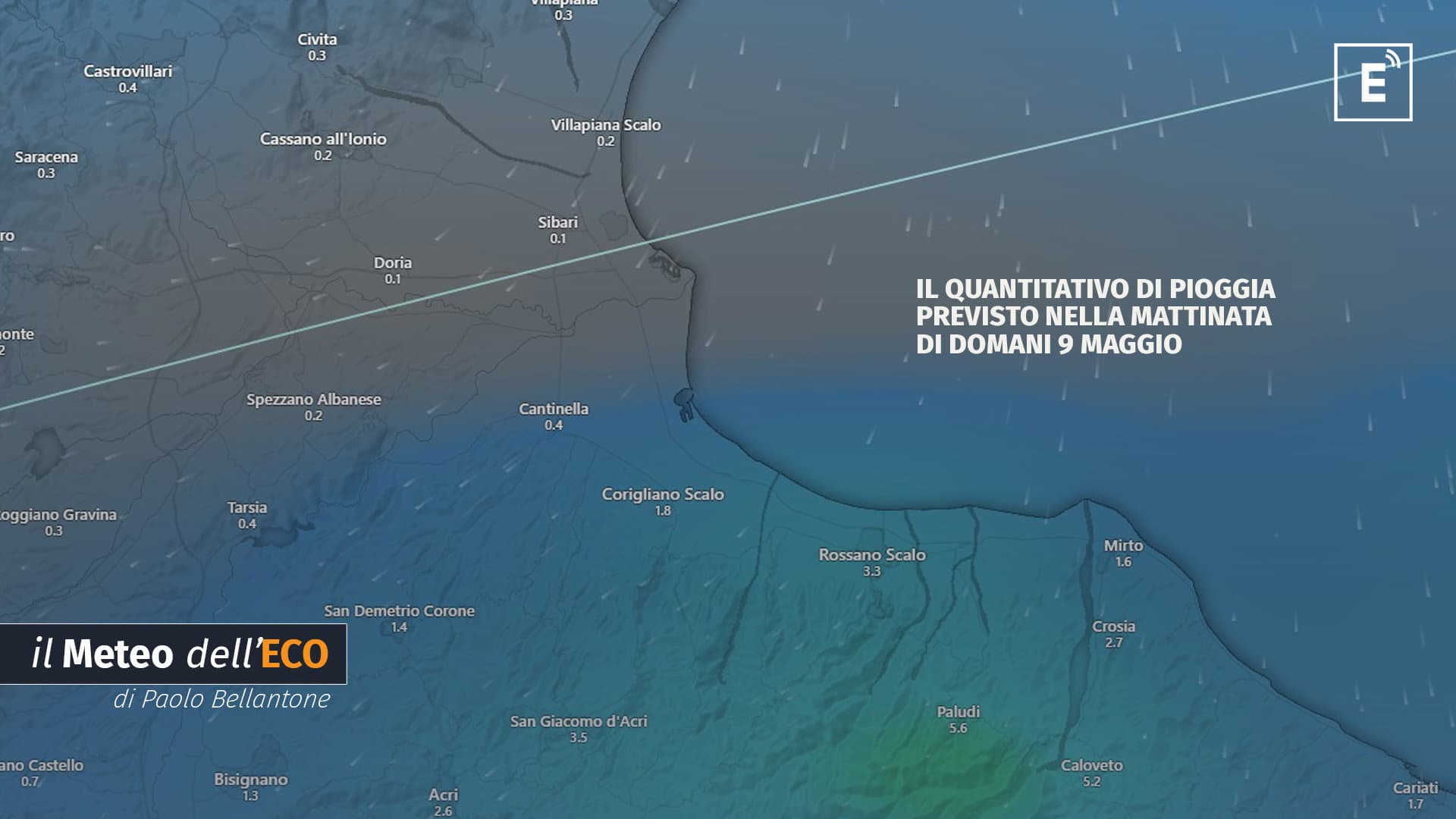 Veloce fronte perturbato in arrivo sulla Sibaritide. Piogge intense a tratti ma la siccità continua