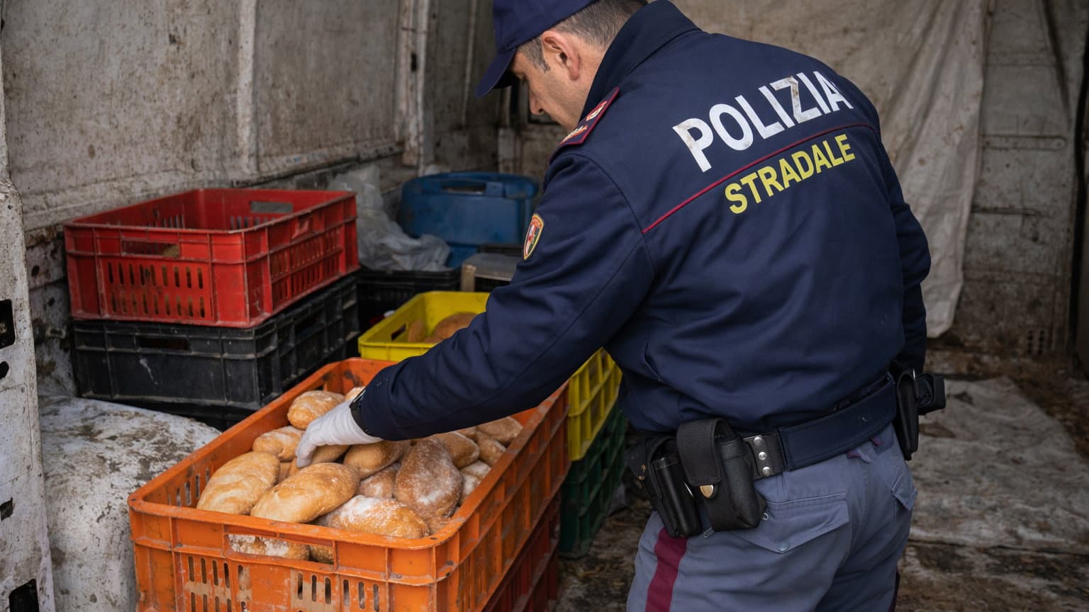 La Polizia Stradale sequestra 30 chili di pane e li dona alla Caritas